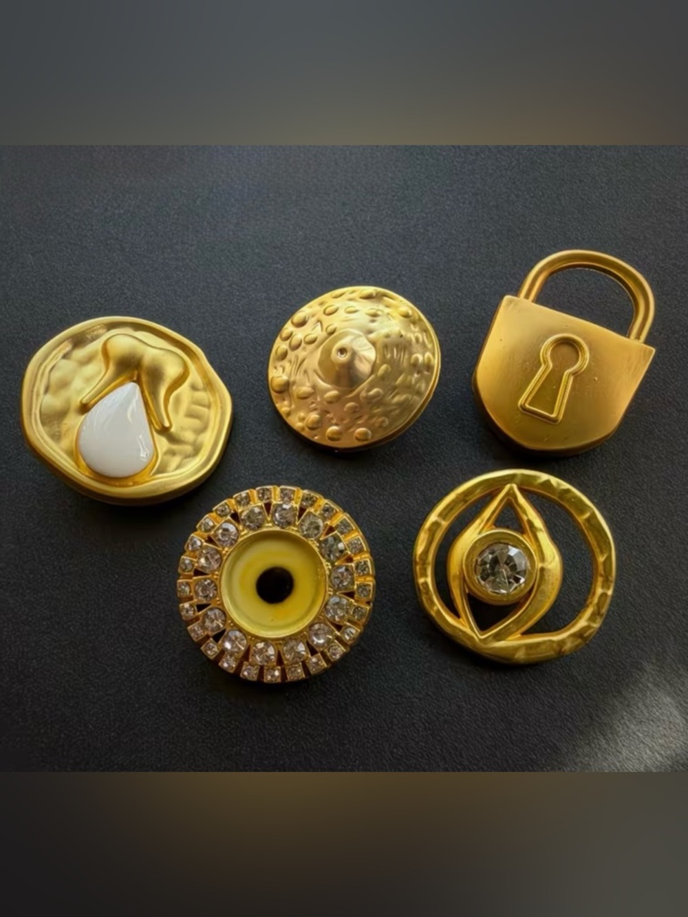 Schiaparelli Inspired Gold Decorative Buttons Set of 5